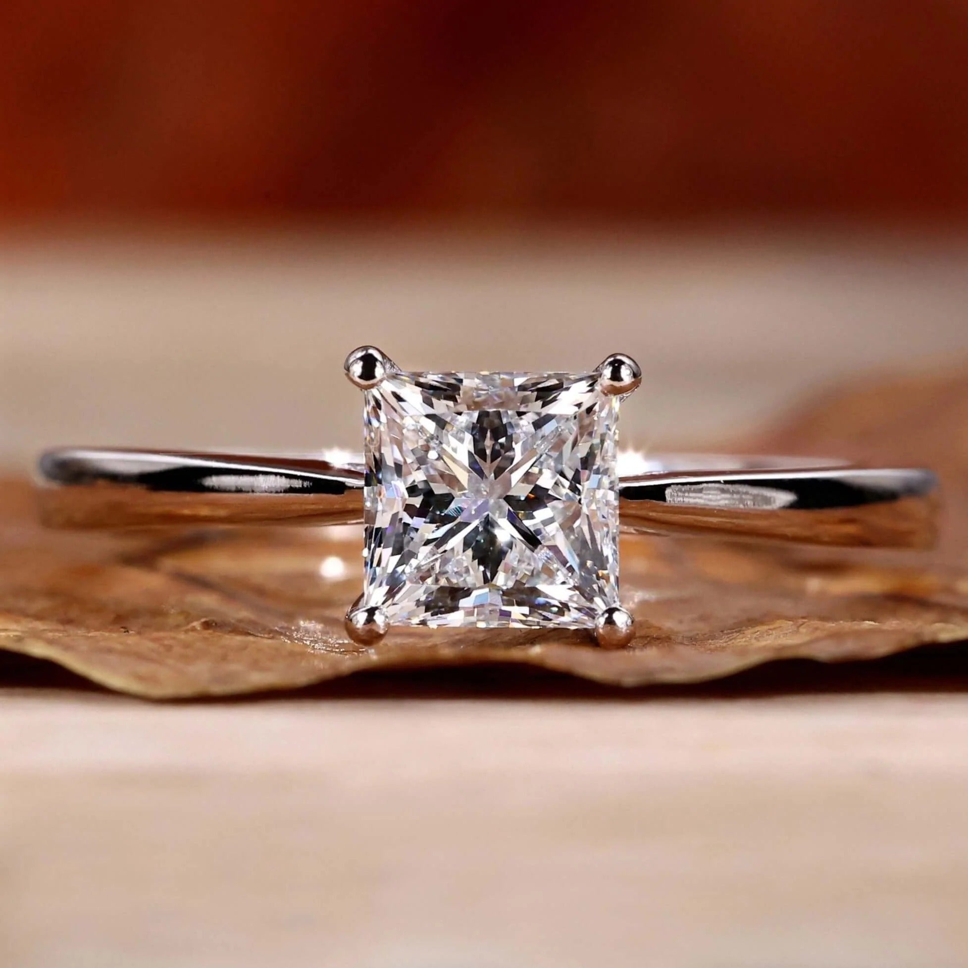 Miniature Princess Cut Lab Grown White Diamond Solitaire Engagement Gold Ring Shree Diamond Mfg